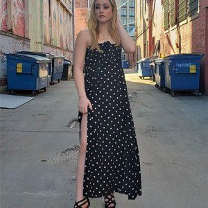Strapless Polka-dot Maxi Dress